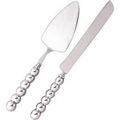 Cirque White Bronze Plated Cake & Knife Set